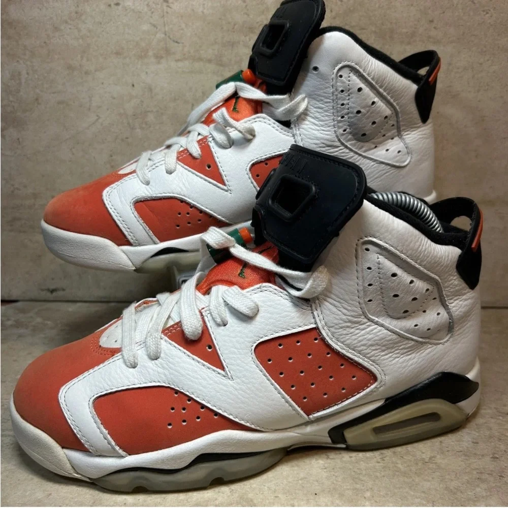 Nike Jordan 6 White and‎ Orange High-Top Sneakers